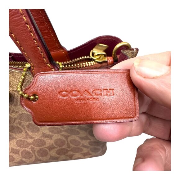 Coach Signature Willow Canvas Mini Tote Bag Purse Pocketbook Leather Handles - Picture 4 of 12